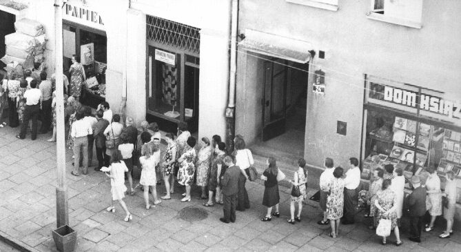 Queuing to buy basic necessities