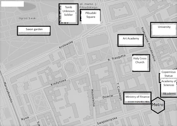 Saxon Garden, Ministry of Finance and the University in Old Town Warsaw